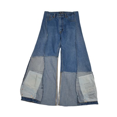 VERS Remake Asymmetrical Docking Flare Denim Pants | Vintage.City 古着屋、古着コーデ情報を発信