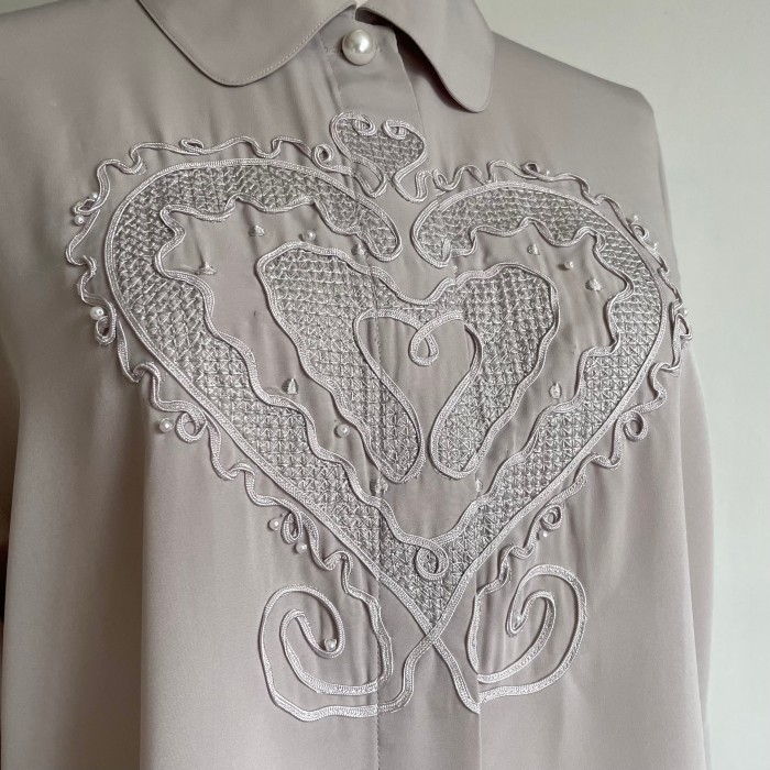 heart cord embroidery blouse 〈レトロ古着 ハート コード刺繍 ブラウス〉 | Vintage.City 빈티지숍, 빈티지 코디 정보
