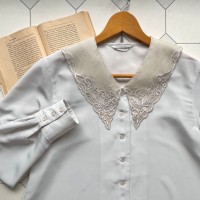 embroidered sheer collar blouse 〈レトロ古着 刺繍 シアー襟 ブラウス〉 | Vintage.City 古着屋、古着コーデ情報を発信