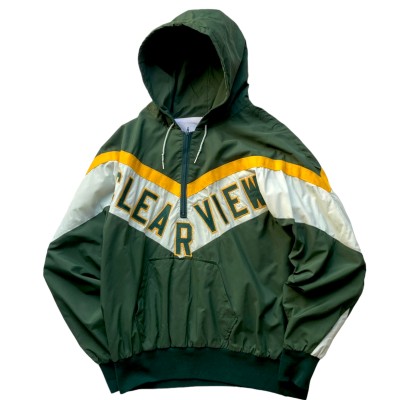 〜90’s “CLEARVIEW” College Logo Hail Zip Nylon Pullover | Vintage.City 古着屋、古着コーデ情報を発信