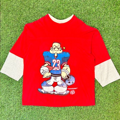 【Mens】90s ポパイ レイヤード 7分丈 フットボール Tシャツ / Made In USA Vintage ヴィンテージ 古着 ティーシャツ T-Shirts | Vintage.City 古着屋、古着コーデ情報を発信