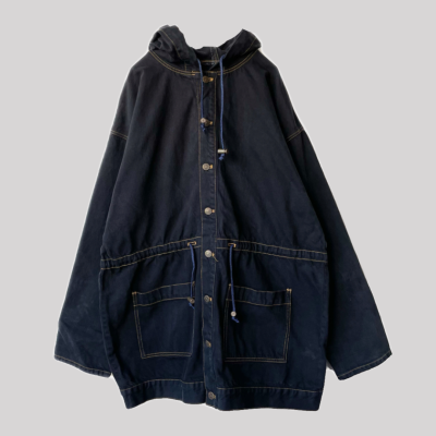 Over dyed denim hoodie ブラック後染め フード付きジャケット | Vintage.City 古着屋、古着コーデ情報を発信