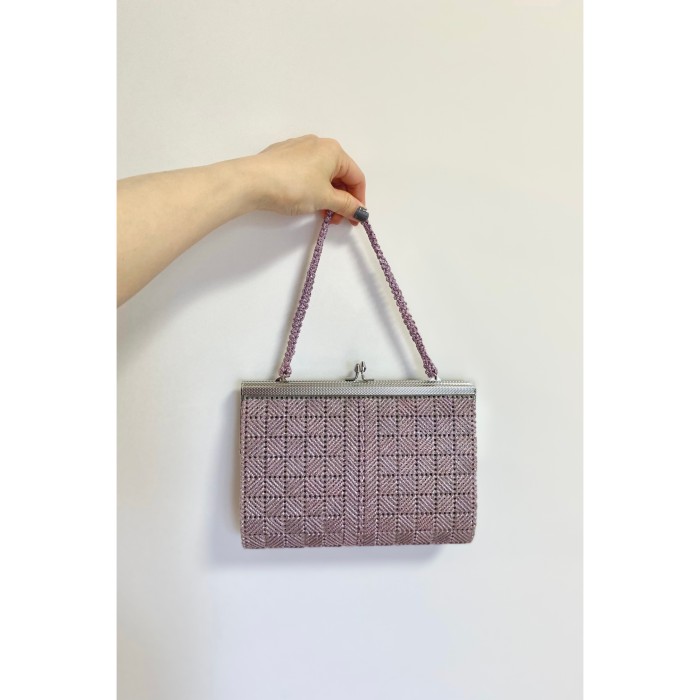Vintage 70〜80s lilac pink classical mesh bag レトロ ヴィンテージ ライラックピンク クラシカル メッシュ がま口 バッグ | Vintage.City 빈티지숍, 빈티지 코디 정보