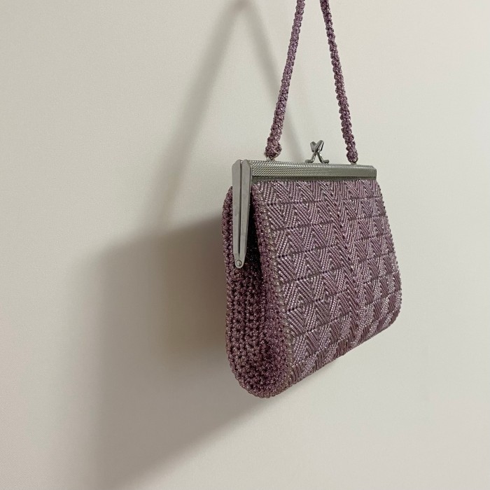Vintage 70〜80s lilac pink classical mesh bag レトロ ヴィンテージ ライラックピンク クラシカル メッシュ がま口 バッグ | Vintage.City 古着屋、古着コーデ情報を発信