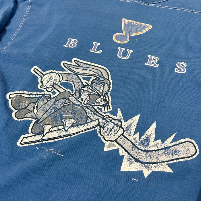 【Men's】80s-90s NHL St. Louis Blues ロングスリーブ V ネック ボロ Tシャツ / Vintage ヴィンテージ 古着 T-Shirts ティーシャツ 鼠色 | Vintage.City 빈티지숍, 빈티지 코디 정보