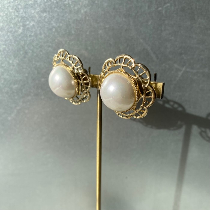 Vintage 60〜70s retro pearl flower classical earring レトロ ヴィンテージ パール フラワー クラシカル イヤリング | Vintage.City 빈티지숍, 빈티지 코디 정보
