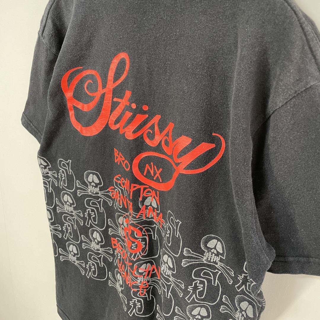 STUSSY skull world tour logo T-shirt size M 配送C ステューシー 