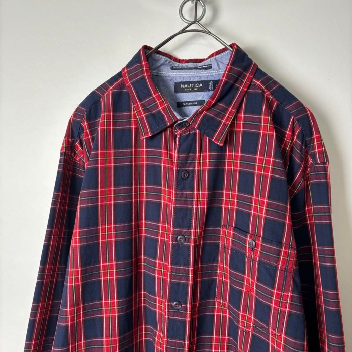00s NAUTICA チェックシャツ 長袖 シャツ 赤紺 L S403 | Vintage.City 古着屋、古着コーデ情報を発信