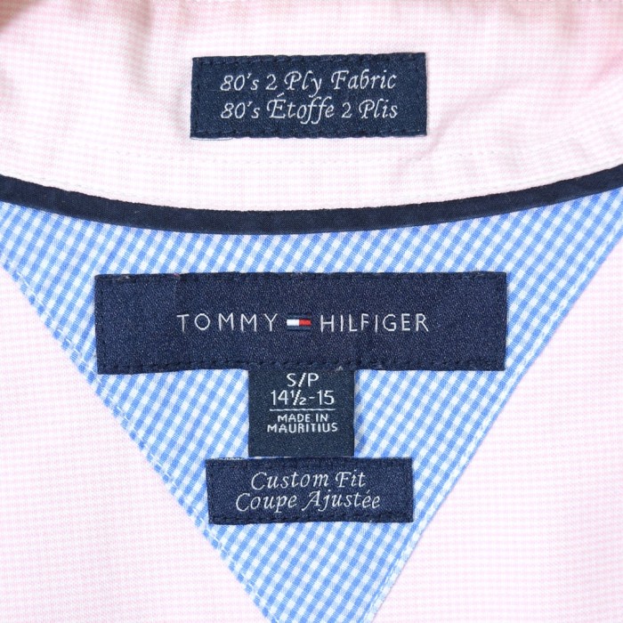 トミーヒルフィガー ボタンダウンシャツ ワンポイントロゴ刺繍 ギンガムチェック 薄ピンク マチ付き 長袖シャツ TOMMY HILFIGER サイズS 古着 @CA1326 | Vintage.City 古着屋、古着コーデ情報を発信