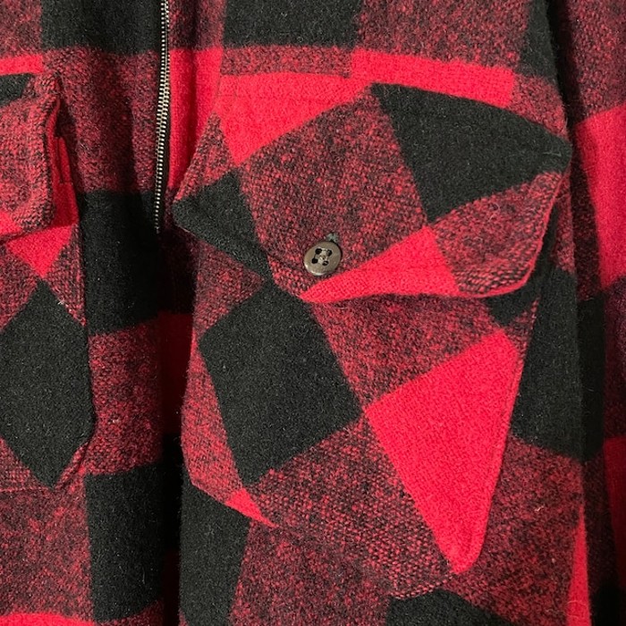 60s オーストラリア製 ハーフジップ チェック柄 ウールシャツ 長袖シャツ 黒 赤 L相当 | Vintage.City 古着屋、古着コーデ情報を発信
