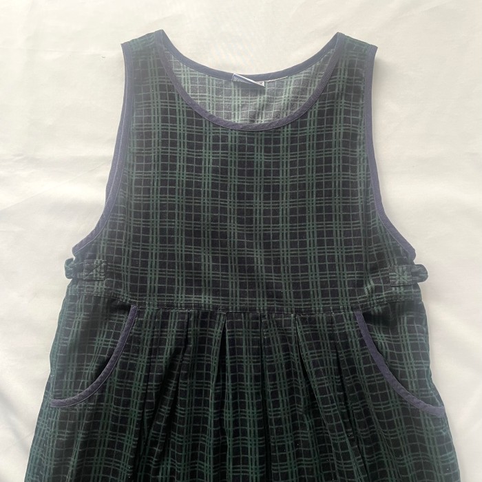 Erika&Co ダークグリーンチェックコーデュロイジャンパースカート | Vintage.City 古着屋、古着コーデ情報を発信