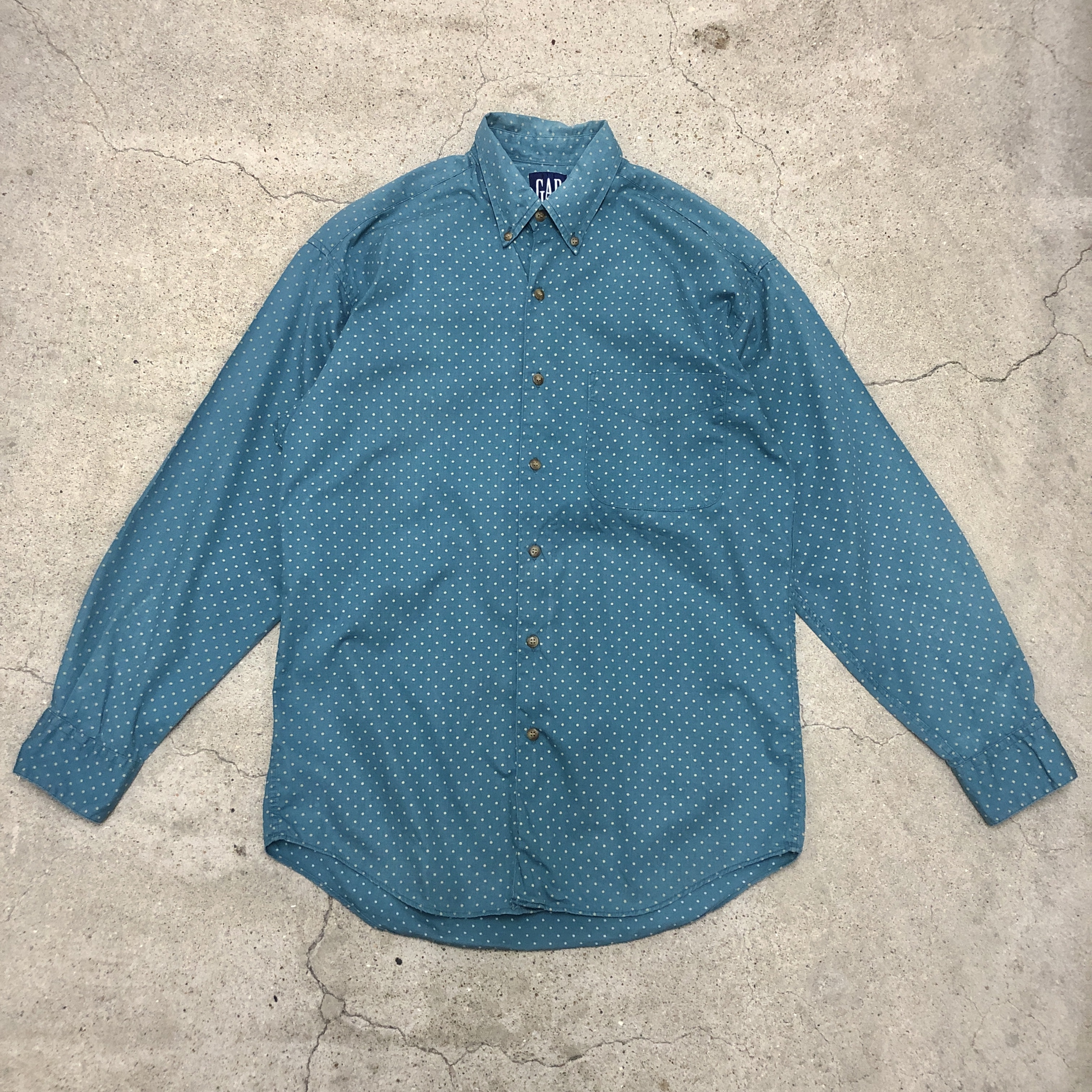 90s OLD GAP/Dot print B/D Shirt/S/香港製/ドット柄/ボタンダウン 