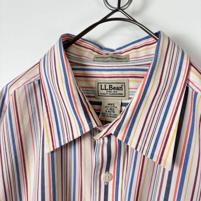 LLBean ストライプ シャツ マルチカラー 長袖 形態安定加工 L S603 | Vintage.City 古着屋、古着コーデ情報を発信
