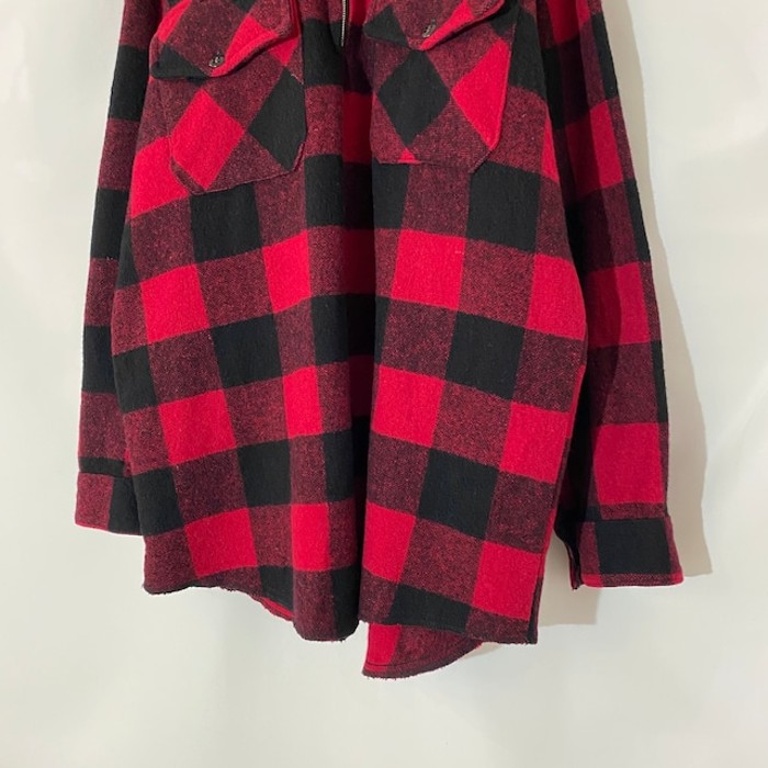 60s オーストラリア製 ハーフジップ チェック柄 ウールシャツ 長袖シャツ 黒 赤 L相当 | Vintage.City 古着屋、古着コーデ情報を発信