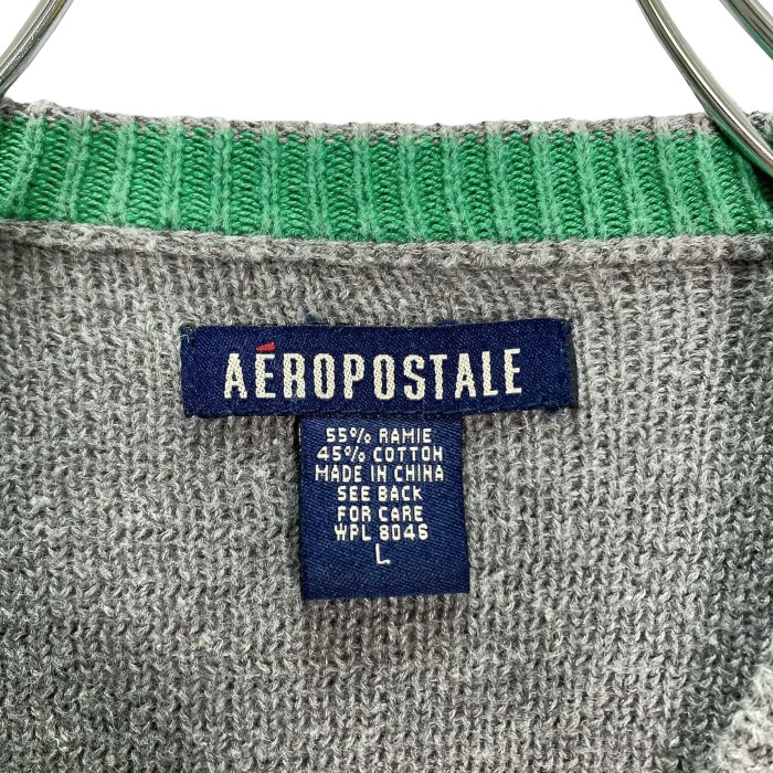 90s AEROPOSTALE L/S GRN lined cotton knitsew | Vintage.City 古着屋、古着コーデ情報を発信
