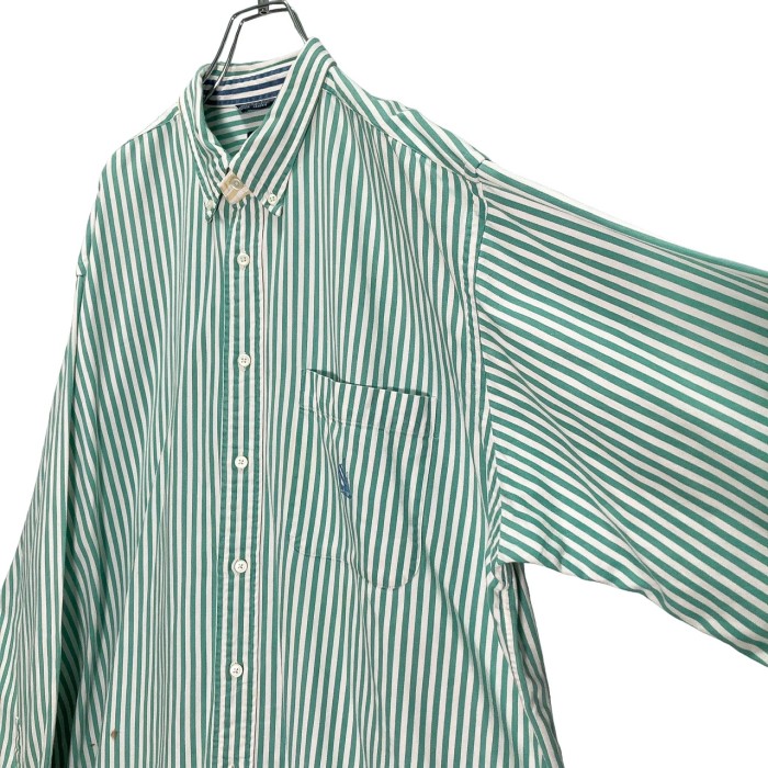 90s nautica L/S GRN stripe BD design shirt | Vintage.City 빈티지숍, 빈티지 코디 정보