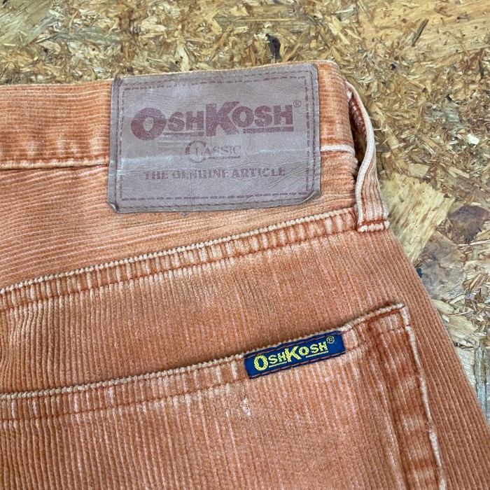 OSH KOSH コーデュロイパンツ 33 オレンジ オシュコシュ ワーク パンツ ワイド 革パッチ | Vintage.City 古着屋、古着コーデ情報を発信