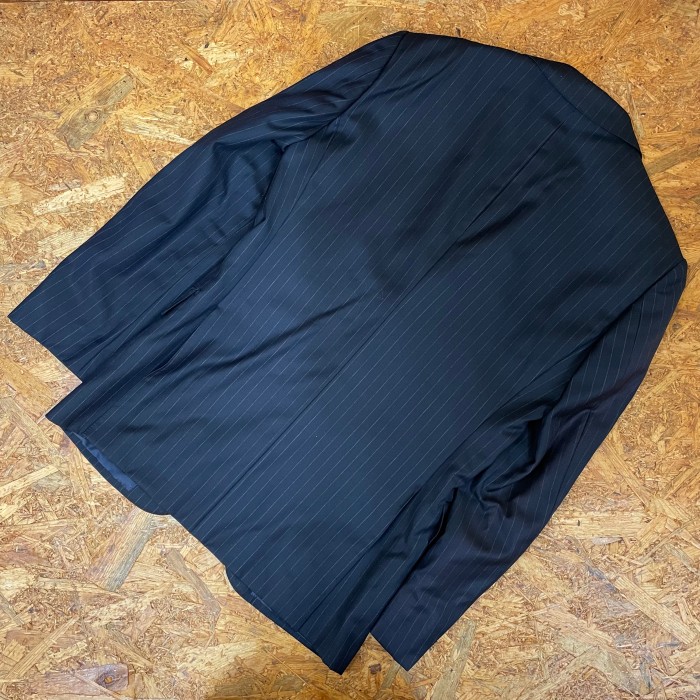 日本製 BEAMS テーラードジャケット 46 ビームス ダークネイビー ストライプ 3つボタン スーツ MADE IN JAPAN | Vintage.City 古着屋、古着コーデ情報を発信