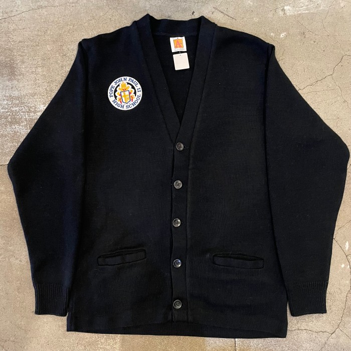 A+ acrylic lettered  cardigan （Made in MEXICO） | Vintage.City 古着屋、古着コーデ情報を発信