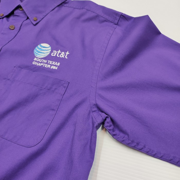アメリカワークシャツ 企業ロゴ刺繍 HARRITON パープル・紫シャツ Lサイズ | Vintage.City 古着屋、古着コーデ情報を発信