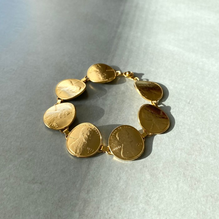 Used USA retro one cent coin gold bracelet レトロ アメリカ ユーズド 1セント コイン ゴールド ブレスレット | Vintage.City 古着屋、古着コーデ情報を発信
