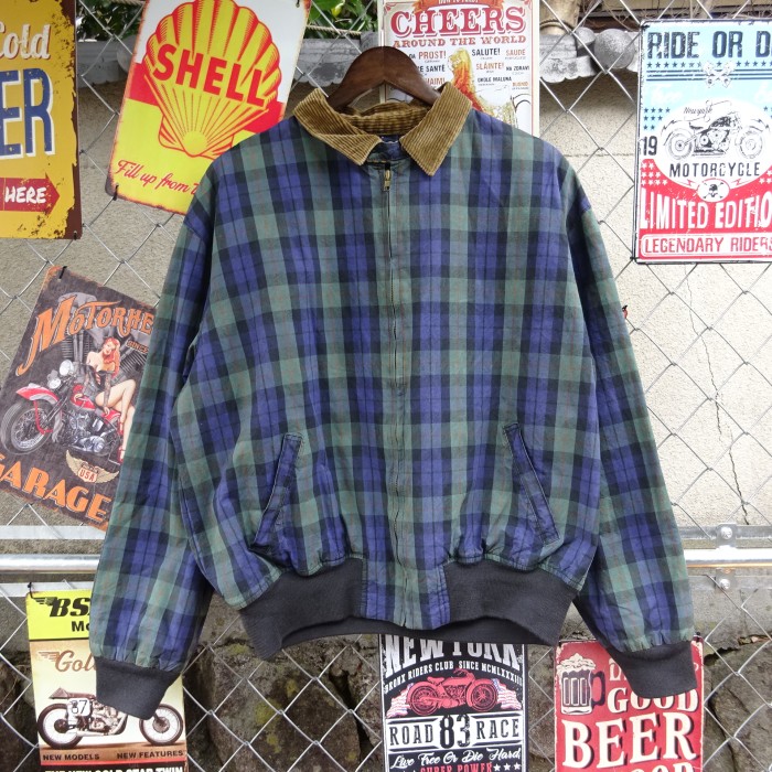 90s ラルフローレン スウィングトップ L 緑 ネイビー チェック 異素材 9856 | Vintage.City 古着屋、古着コーデ情報を発信
