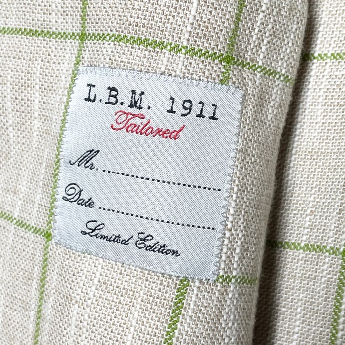 MADE IN ITALY製 L.B.M. 1911 ブロックチェック柄リネンコットンテーラードジャケット アイボリー 48サイズ | Vintage.City 古着屋、古着コーデ情報を発信
