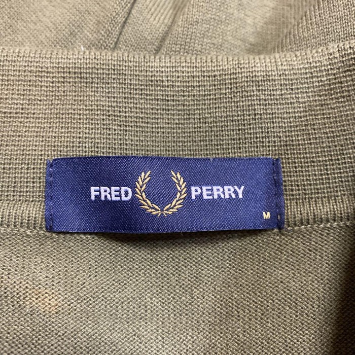FRED PERRY logo knit polo size M 配送A フレッドペリー　刺繍ロゴ　ニットポロ　カーキ | Vintage.City 古着屋、古着コーデ情報を発信