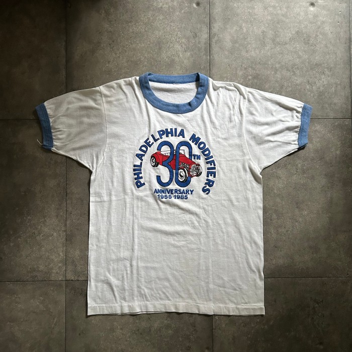 80s リンガーtシャツ USA製 XL相当 ホワイト×ブルー | Vintage.City
