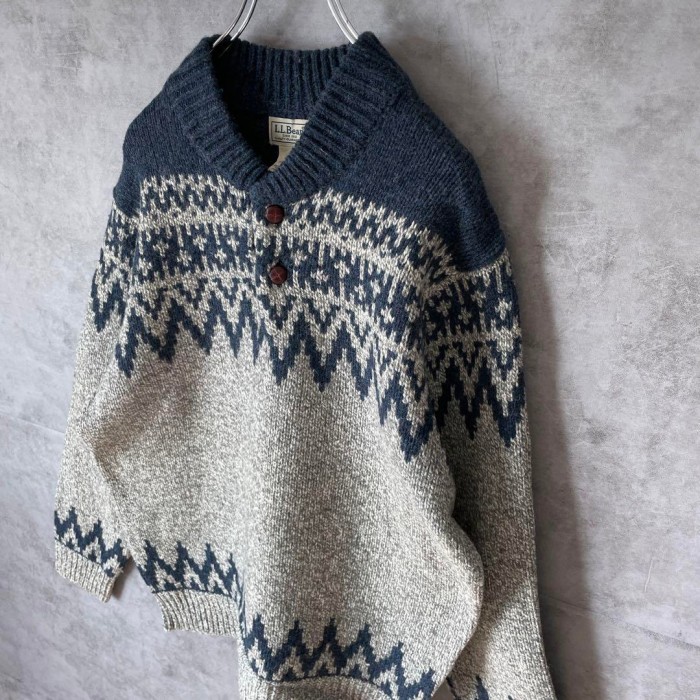 L.L.Bean henry neck knit size M-L相当　配送B エルエルビーン　ヘンリーネック　総柄ニット | Vintage.City Vintage Shops, Vintage Fashion Trends