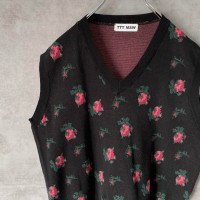 TTT_MSW flower knit vest size F 配送B ティー　フラワーニットベスト　総柄 | Vintage.City 古着屋、古着コーデ情報を発信