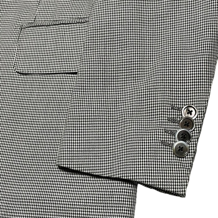 MADE IN JAPAN製 TOMORROWLAND コットンシルク千鳥格子テーラードジャケット ブラック 44サイズ | Vintage.City 빈티지숍, 빈티지 코디 정보