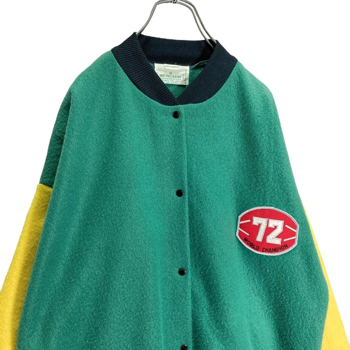 80s '72 WORLD CHAMPION' bi-color fleece varsity jacket | Vintage.City 빈티지숍, 빈티지 코디 정보