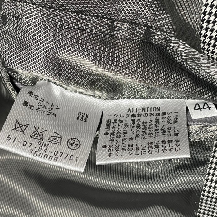 MADE IN JAPAN製 TOMORROWLAND コットンシルク千鳥格子テーラードジャケット ブラック 44サイズ | Vintage.City 빈티지숍, 빈티지 코디 정보