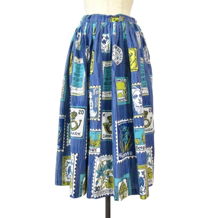 60s USA 切手柄 ギャザーロングスカート | Vintage.City 빈티지숍, 빈티지 코디 정보