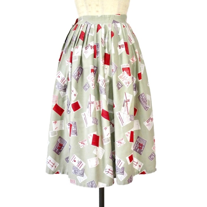 60s USA スコア柄 ギャザーロングスカート | Vintage.City 빈티지숍, 빈티지 코디 정보