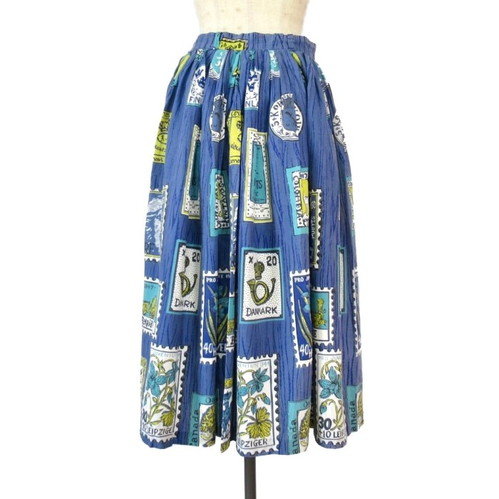 60s USA 切手柄 ギャザーロングスカート | Vintage.City 빈티지숍, 빈티지 코디 정보