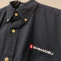 アメリカワークシャツ 日本企業ロゴ刺繍 丸に十文字 ブラック Lサイズ | Vintage.City 古着屋、古着コーデ情報を発信