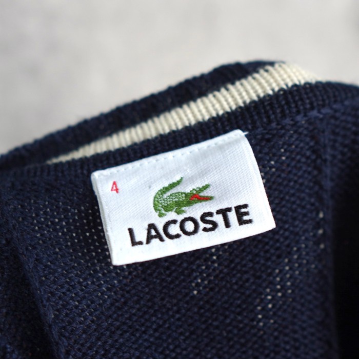 LACOSTE / ラコステ ニットベスト ロゴパッチ / ケーブル編み Sサイズ相当 | Vintage.City 古着屋、古着コーデ情報を発信