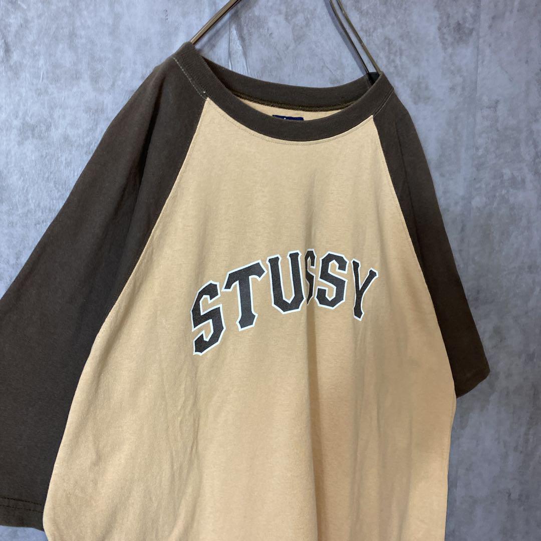 STUSSY usa製 big logo raglan T-shirt size XL 配送A ステューシー 