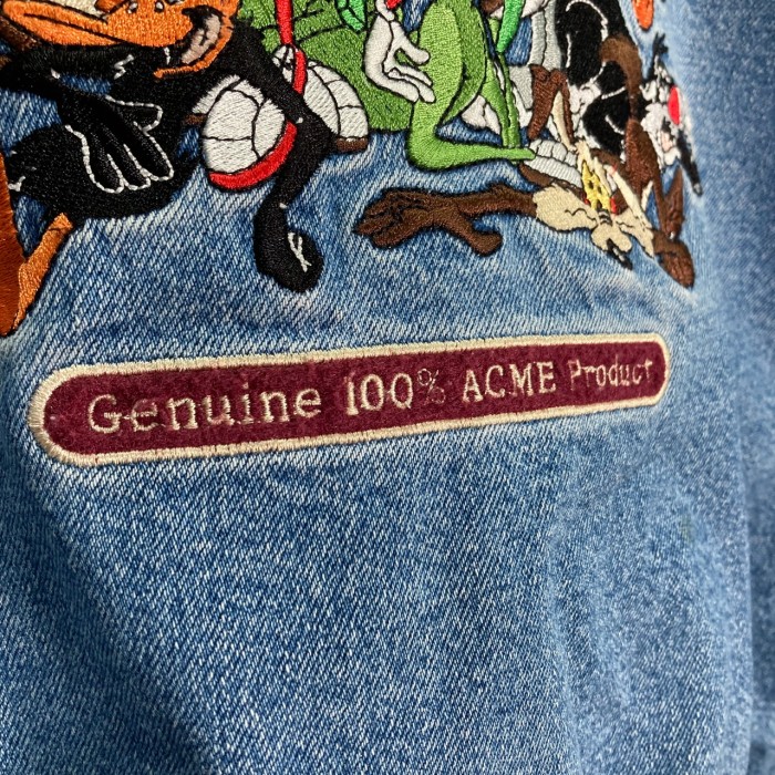 90s LOONEY TUNES embroidered denim varsity jacket | Vintage.City 빈티지숍, 빈티지 코디 정보