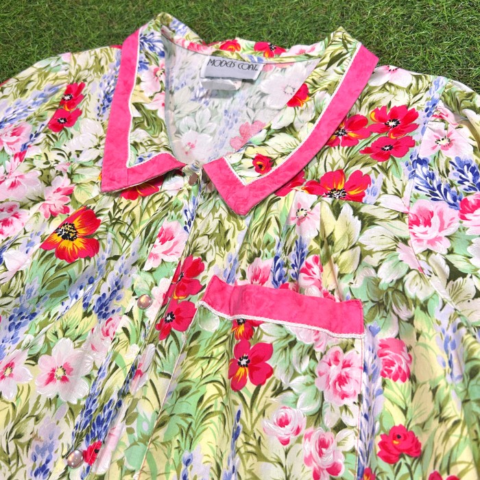 【Lady's】80s 花柄 スプリングコート / Made In USA Vintage ヴィンテージ 古着 ロングコート ロングシャツ | Vintage.City 古着屋、古着コーデ情報を発信