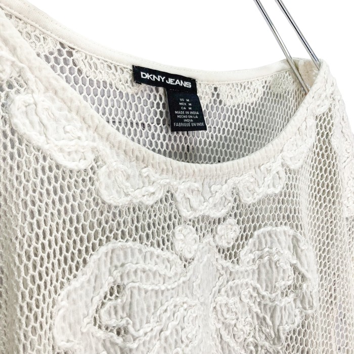 90s DKNY JEANS lace design mesh knit vest | Vintage.City 古着屋、古着コーデ情報を発信