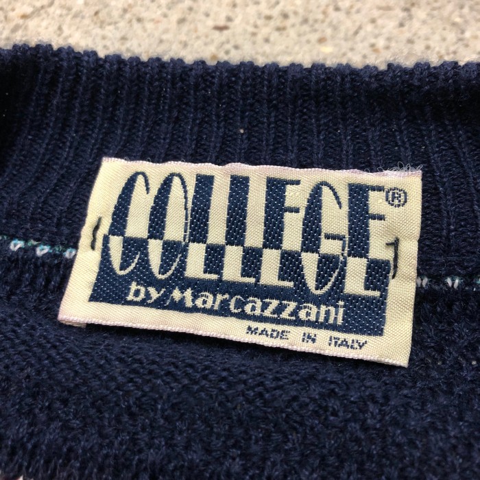 COLLEGE by Marcazzani/3D Knit Cardigan/Italy製/L/3Dニット/コットンニットカーディガン/ネイビー/総柄/カレッジバイマルカッツァーニ/インポートブランド/古着 | Vintage.City 古着屋、古着コーデ情報を発信