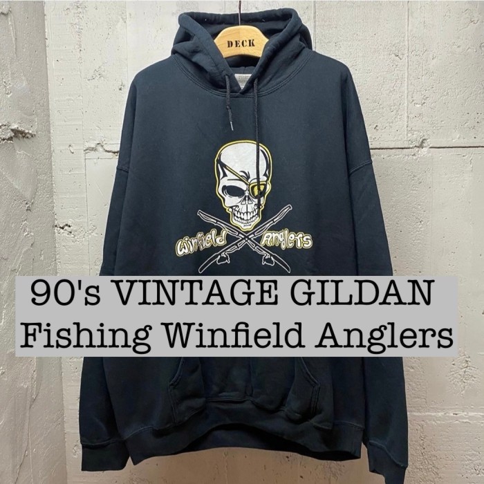 90s Vintage GILDAN  Winfield Anglers 釣具　両面プリントパーカー　スウェット　フーディー  SWM009 | Vintage.City 古着屋、古着コーデ情報を発信
