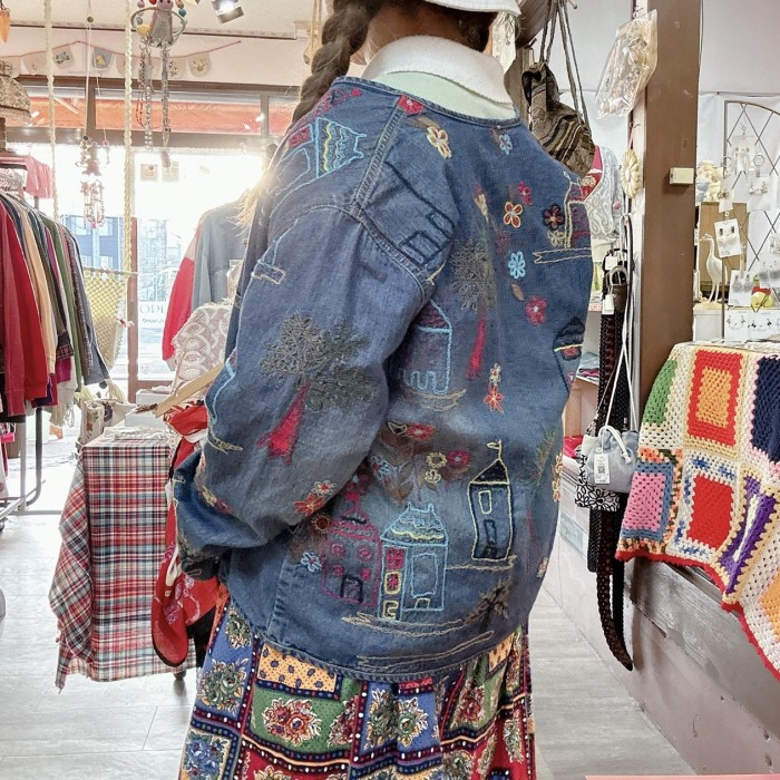 embroidery denim jacket | Vintage.City 빈티지숍, 빈티지 코디 정보