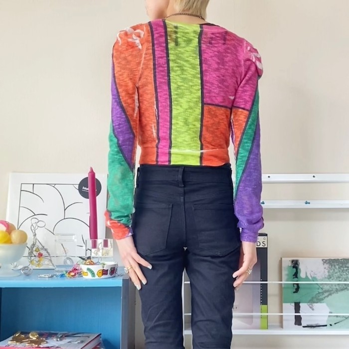 neon colors puff sleeves cardigan | Vintage.City Vintage Shops, Vintage Fashion Trends