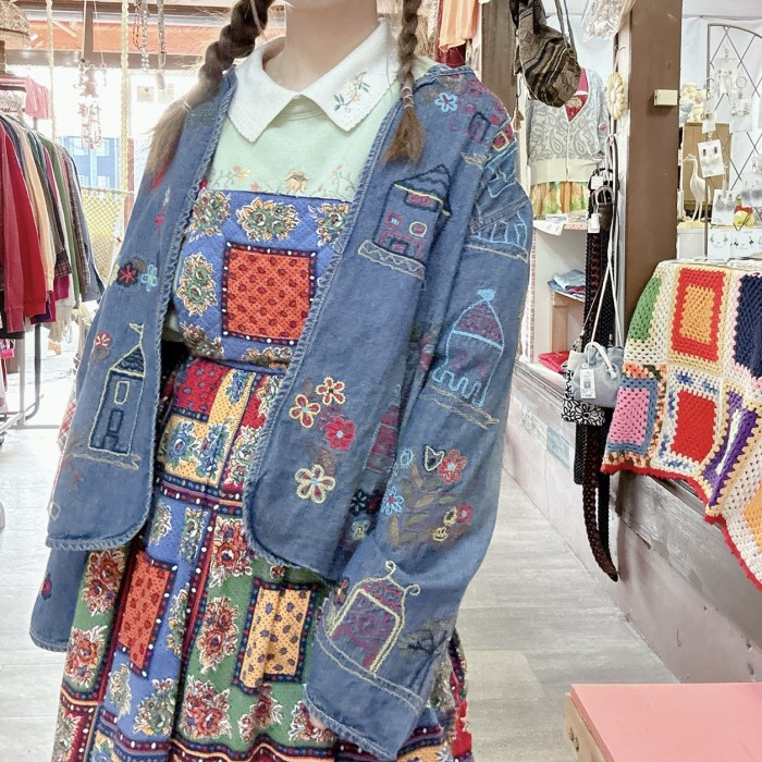 embroidery denim jacket | Vintage.City 빈티지숍, 빈티지 코디 정보