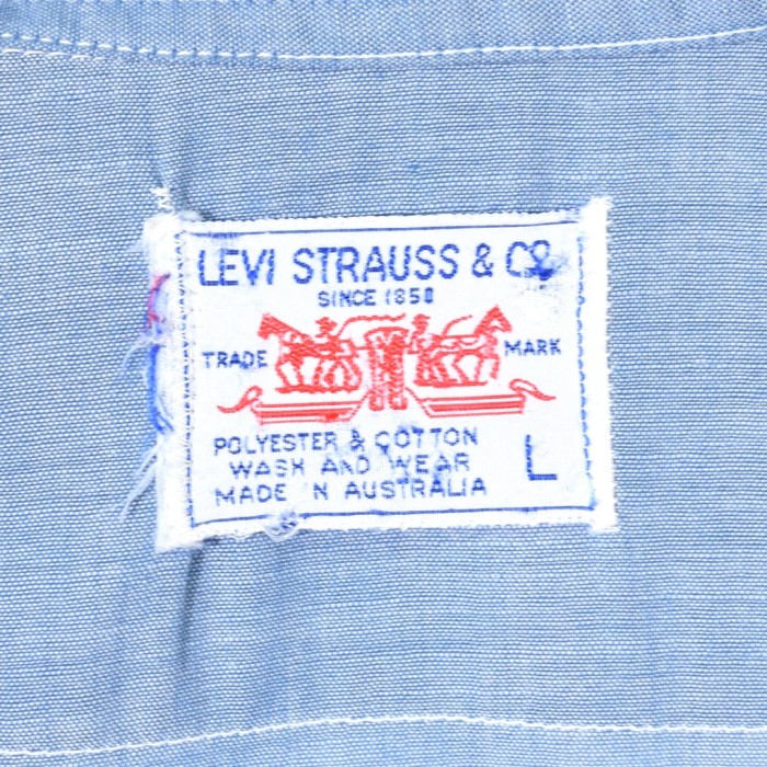 80s リーバイス オーストラリア製 シャンブレーシャツ 綿ポリ ヴィンテージ オールド 長袖シャツ Levis サイズL 古着 @CA1344 | Vintage.City 古着屋、古着コーデ情報を発信