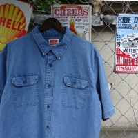 ラングラー ワークシャツ XL ブルー デニム 半袖 胸ポケット シンプル 青 9892 | Vintage.City 古着屋、古着コーデ情報を発信